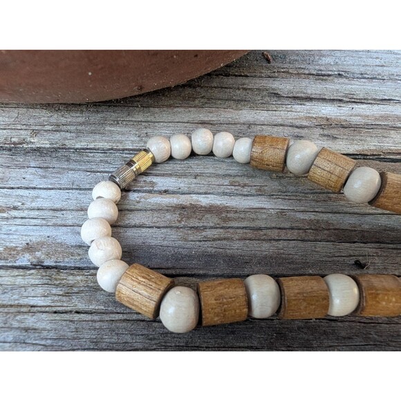 Vintage Wood Beaded Necklace: Earthtone Chunky Necklace - Picture 11 of 11